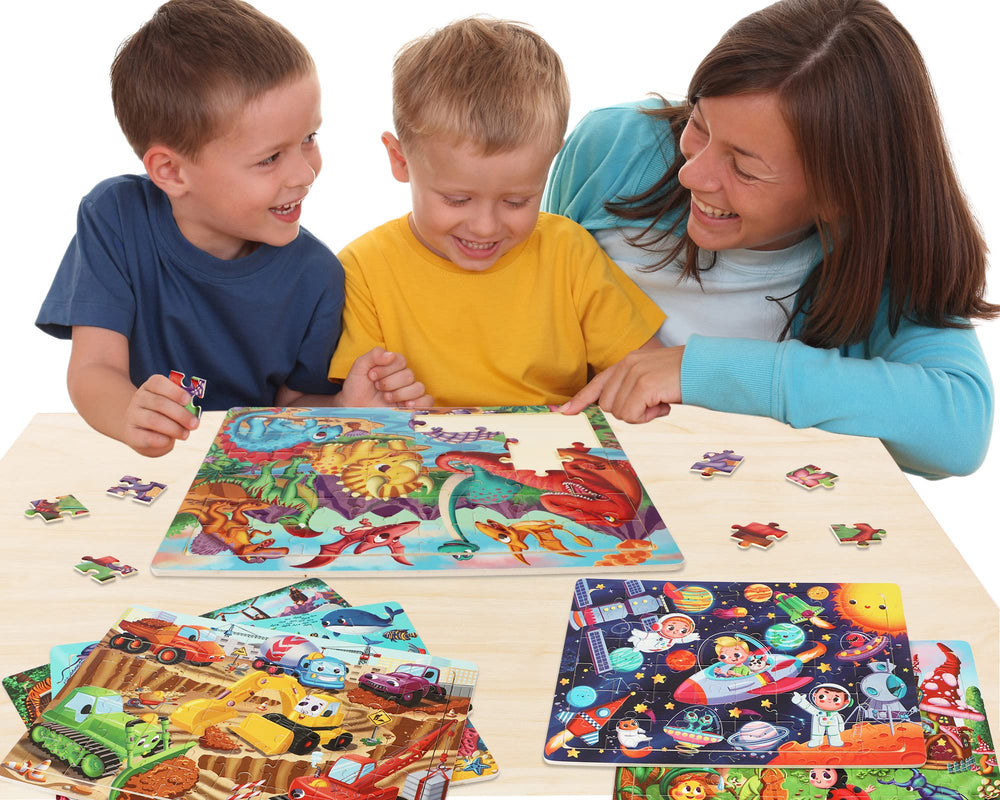 OSBOO wooden puzzle tray and pieces 48pc helps organized play