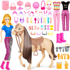 Osllate doll horse set with 60 accessories for imaginative play