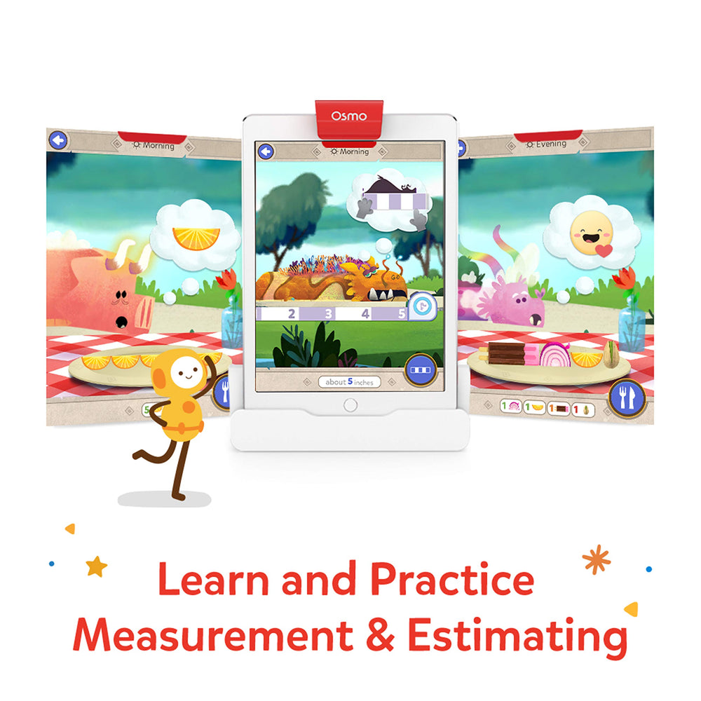 Osmo Math Wizard food tokens visualize non-standard units for estimation.