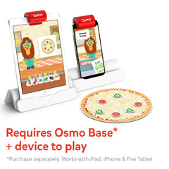 Osmo Pizza Co. game pizza tray and toppings setup for hands-on learning.