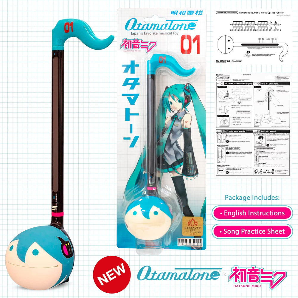 Otamatone Hatsune Miku battery-powered setup uses three AAA cells.