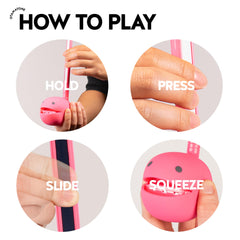 Otamatone Classic hot pink side view emphasizes its lightweight portability