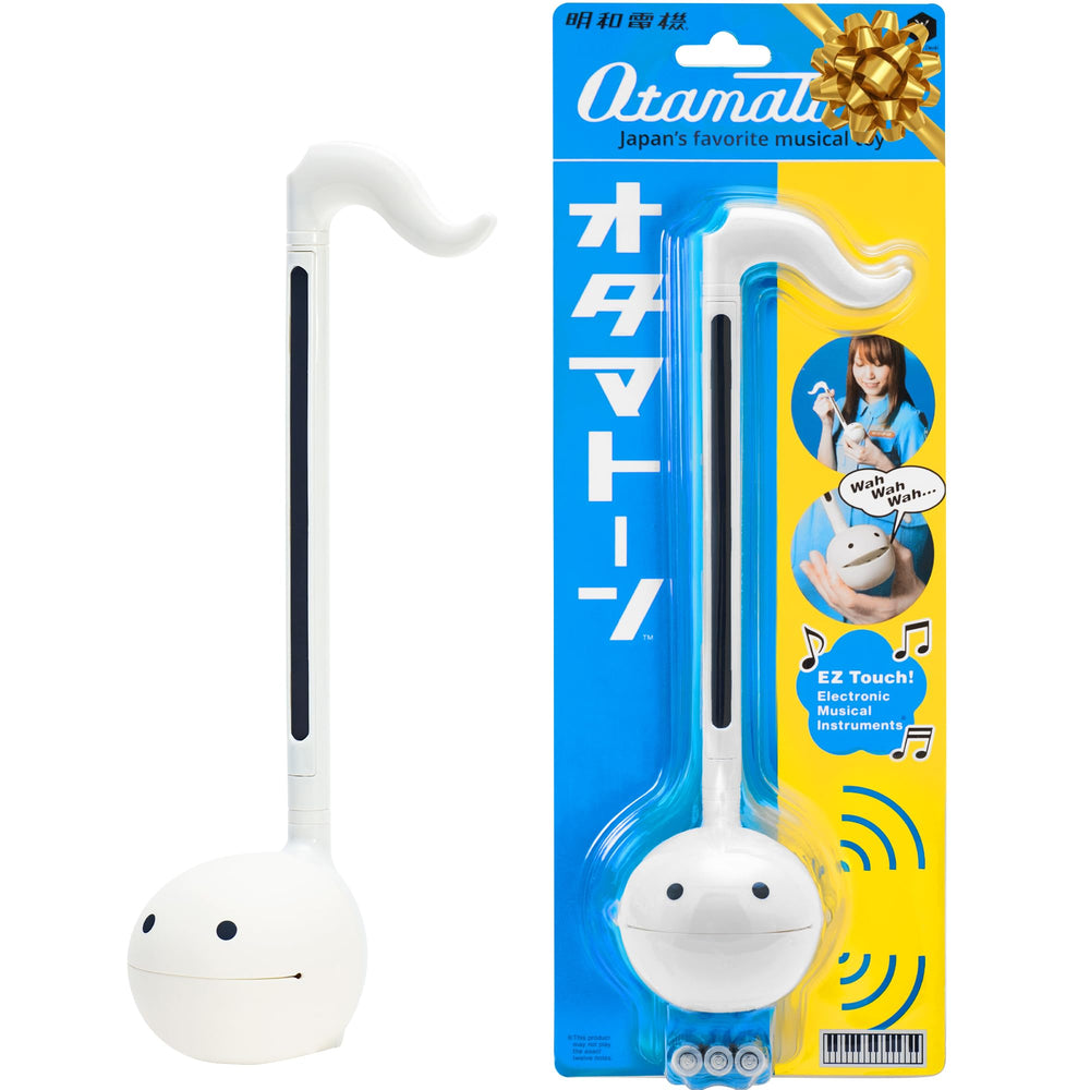 Otamatone White front view showing compact, portable design for travel and learning.