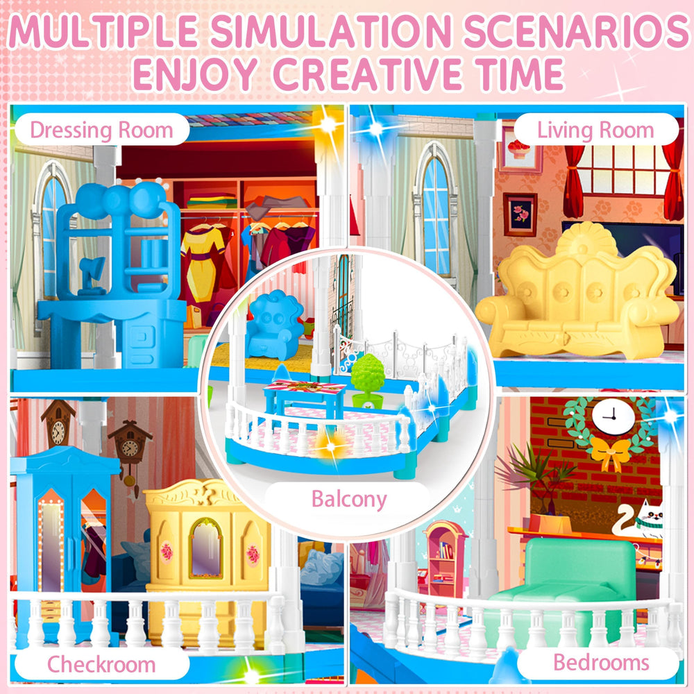 OCTERIC Doll House blue bedroom setup sparks quiet imaginative games.