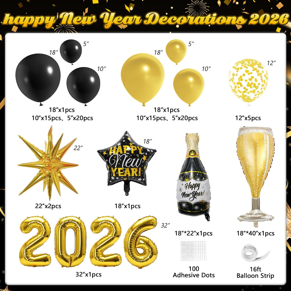 OTLGEUA gold balloons close up adds luxe shine to NYE setup.