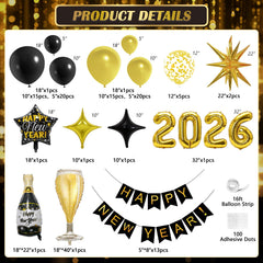 OTLGEUA gold starburst balloons create a festive focal point