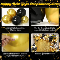 OTLGEUA new-year-foil-balloons elevate festive arch designs.