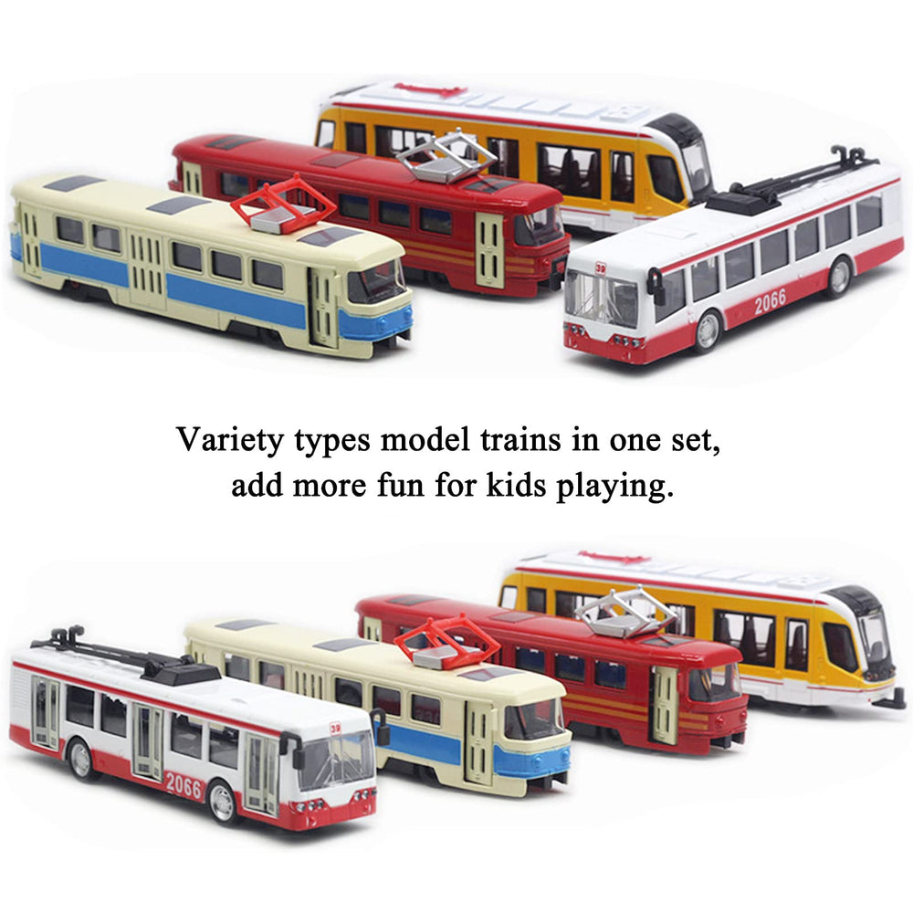 OTONOPI four-train set image shows compact, portable fun for indoor and outdoor play.
