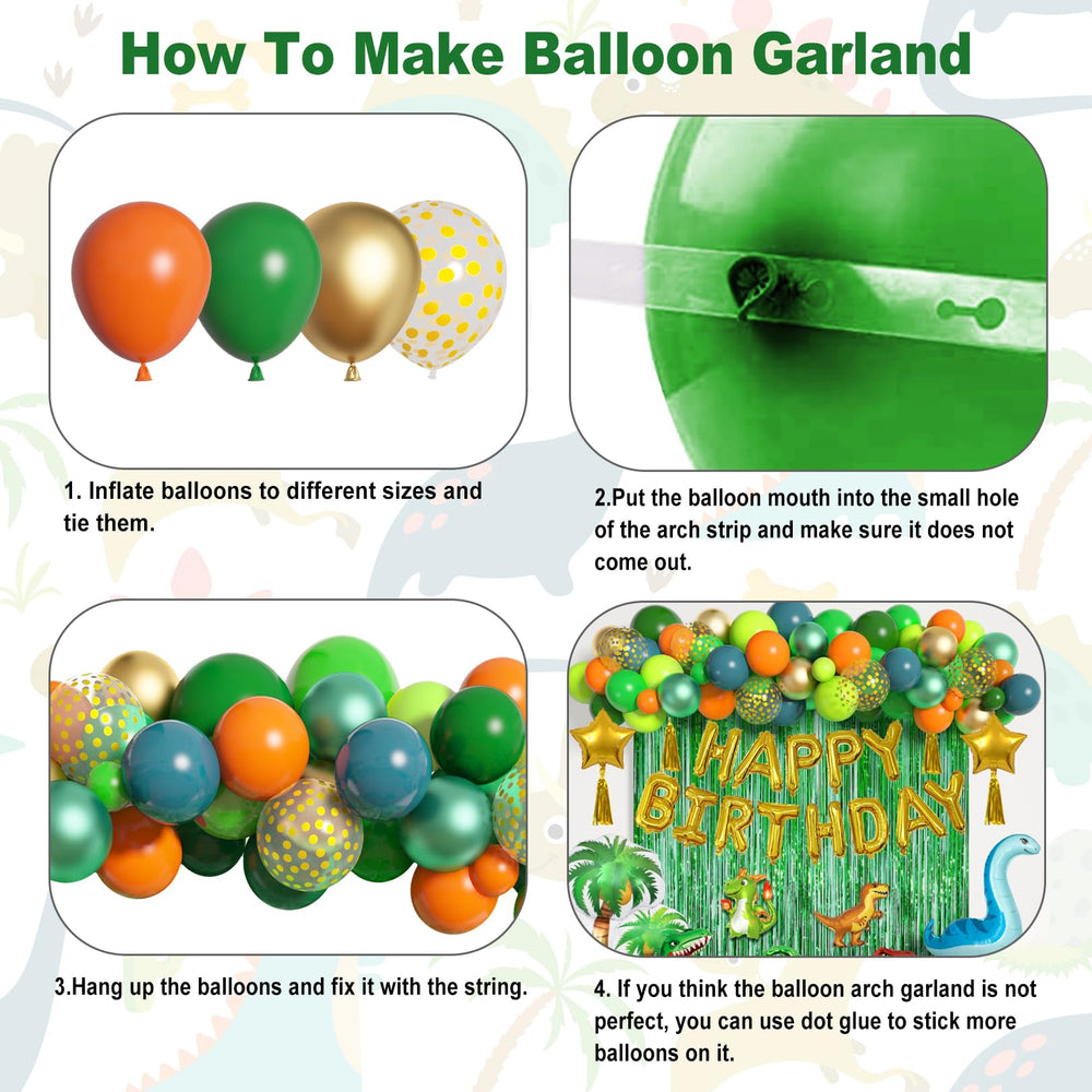 Ouddy Life 12-inch balloons in green and blue for versatile jungle decorations
