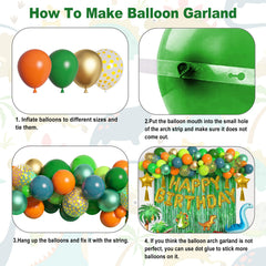 Ouddy Life 12-inch balloons in green and blue for versatile jungle decorations