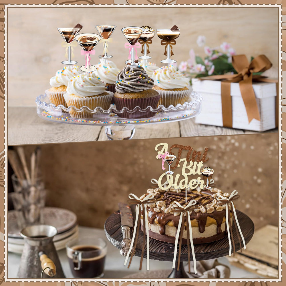 Ouddy Party a tini bit older cake toppers decorate desserts with playful charm.