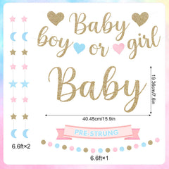 Ouddy Party baby banner highlights boy or girl reveal moments.