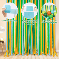 Ouddy Party blue dinosaur foil balloon provides a bold centerpoint for decor.