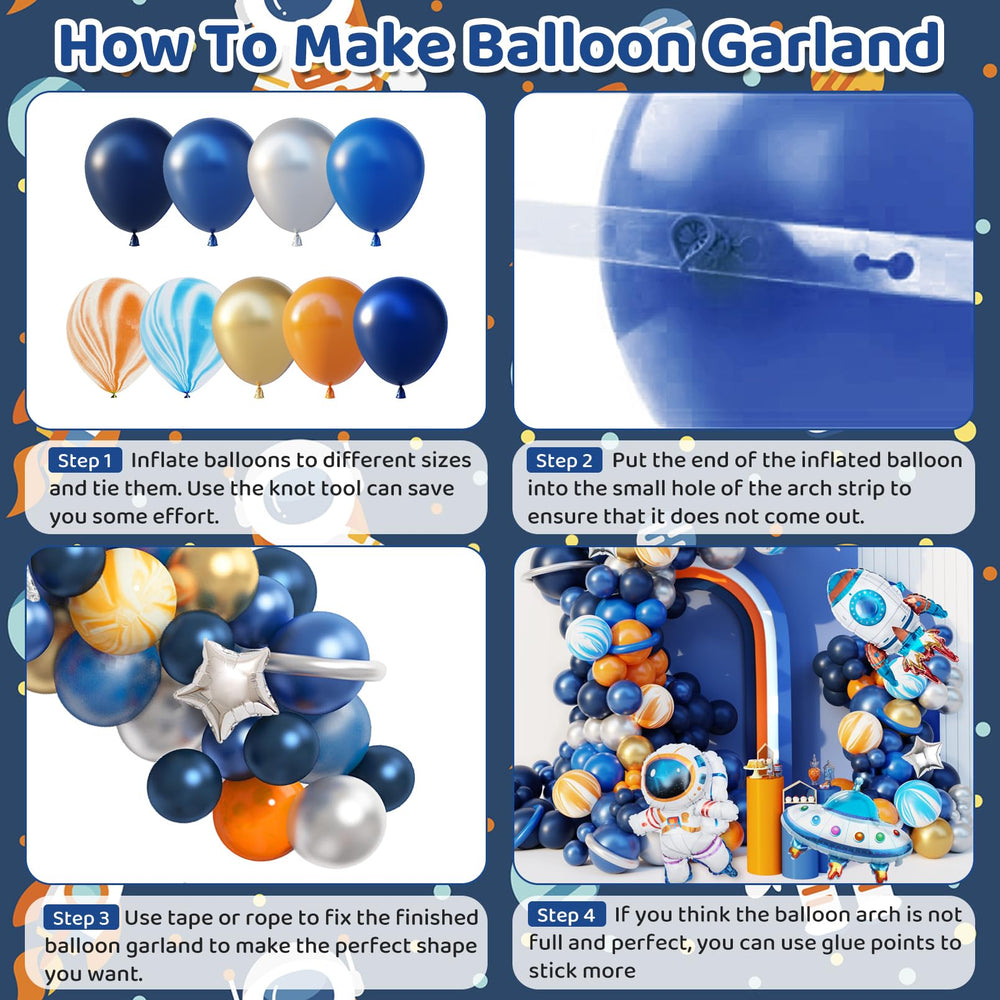 Five-point star foil balloons add shiny accents to space themed display