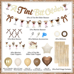 Ouddy Party martini bow banner adds classy accents for birthdays or bridal events.