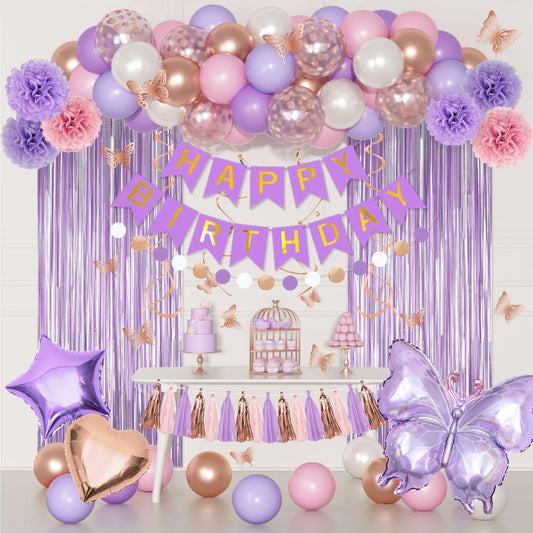 Ouddy Party purple-pink balloons set for chic birthday decor and photos