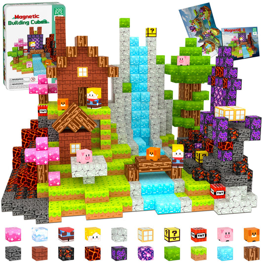 OUGUI 200-pcs magnetic blocks in bright colors for imaginative play