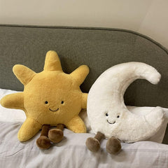 OUKEYI Sun Moon plush moon face ideal for playful bedtime decor.