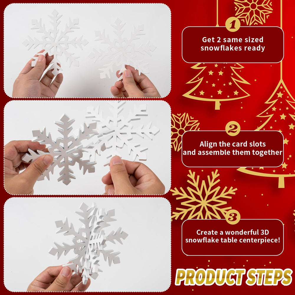 OuMuaMua Christmas table decor snowflake arrangement enhances cozy home festive ambience.