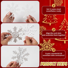 OuMuaMua Christmas table decor snowflake arrangement enhances cozy home festive ambience.