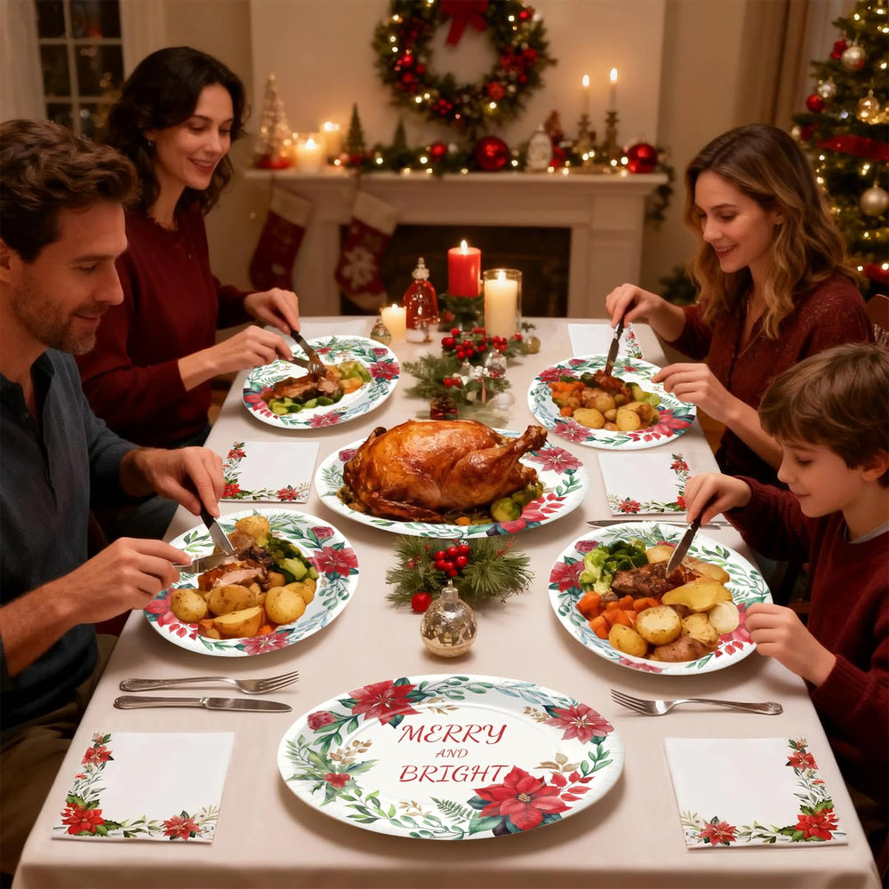 OuMuaMua holiday party dinnerware set ideal for gatherings and quick cleanup.