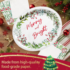 OuMuaMua holly berries napkins paired with sturdy plates for quick cleanup.