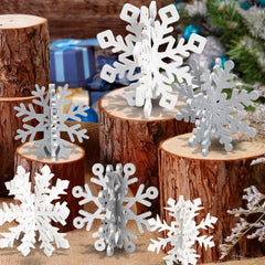OuMuaMua wooden snowflake 3D centerpiece in 3.9-inch size adds frosted elegance to tabletops