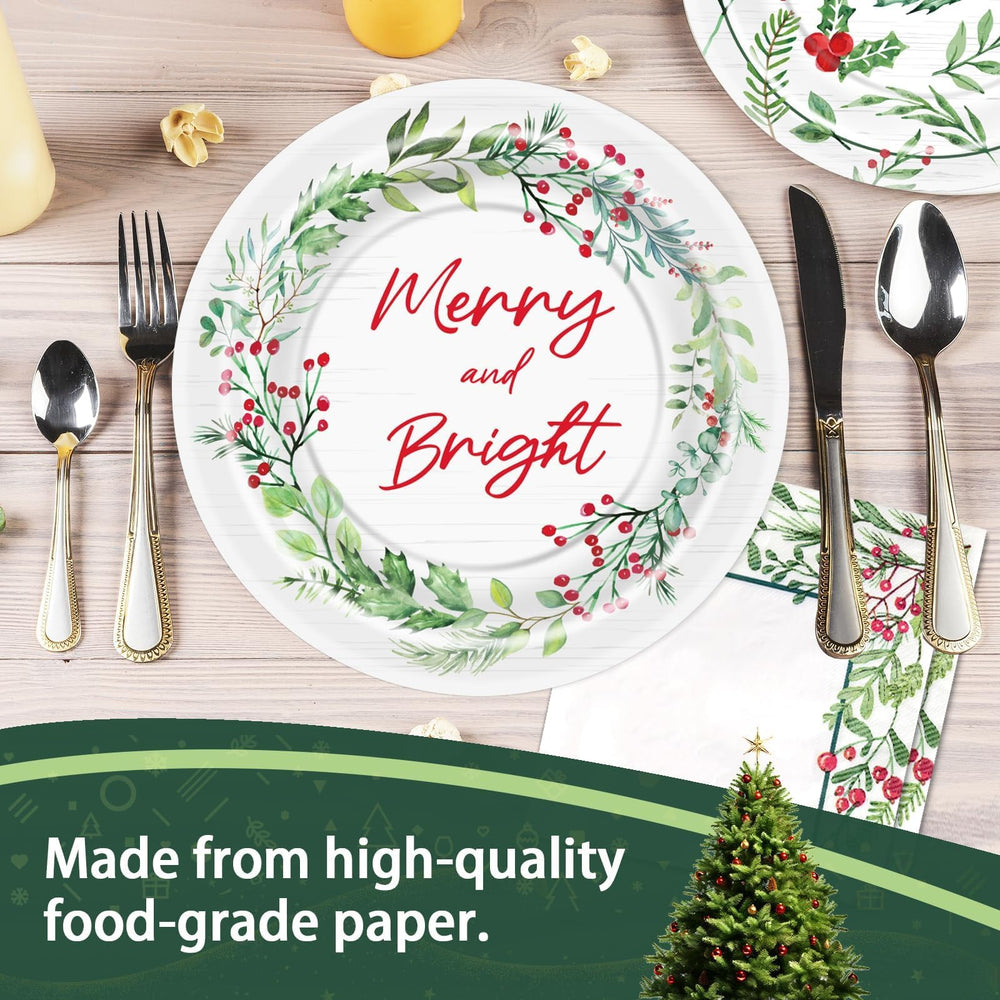 OuMuaMua holly berries dessert plate 7in, convenient disposable option for desserts.