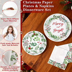 OuMuaMua holly berries napkins, coordinating Christmas party linens for gatherings.
