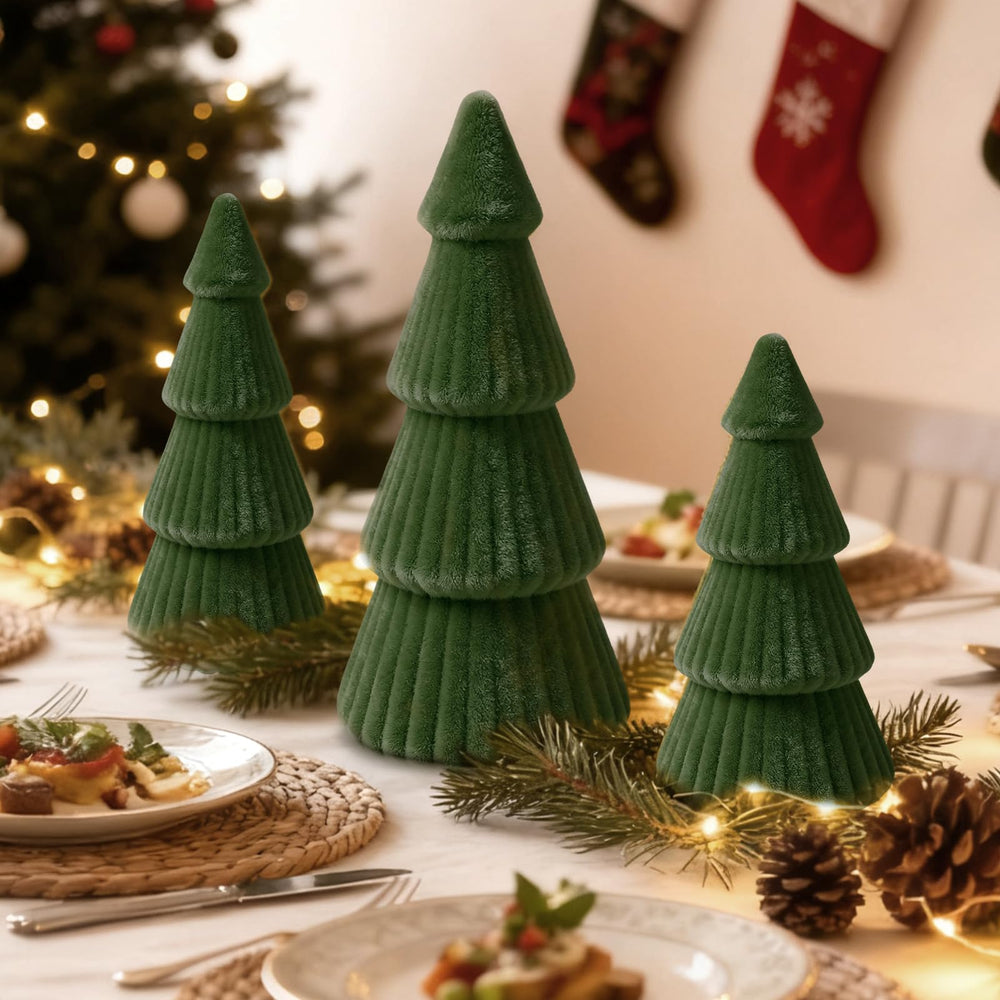 OuMuaMua modern cone trees shine in daylight and at night for versatile display.