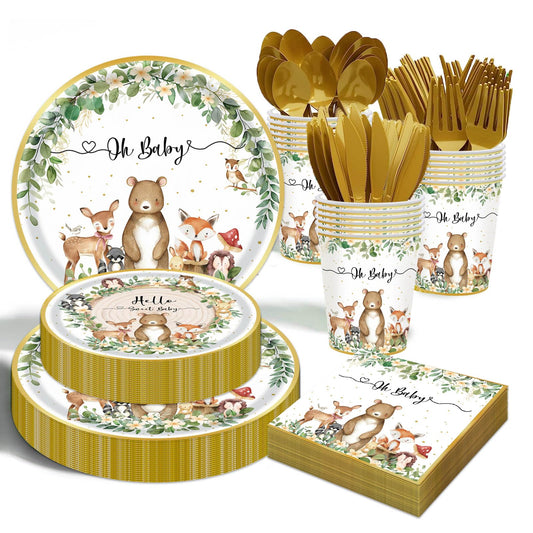OUNIY Woodland 9-inch plates add sturdy color for party plates and easy cleanup
