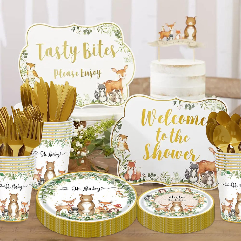 OUNIY Woodland spoons tailored for desserts and fruit at a baby shower