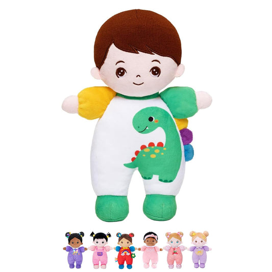 OUOZZZ 10 inch soft boy doll close-up showing gentle fabric for comforting play