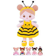 OUOZZZ 12.6-inch soft baby doll in yellow bee dress, perfect for cuddly play and comfort.