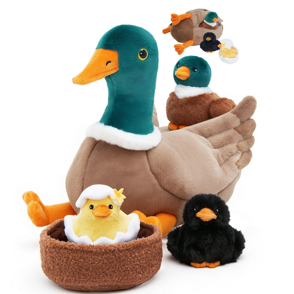 OUOZZZ mama duck plush with ducklings for imaginative play and cuddling.