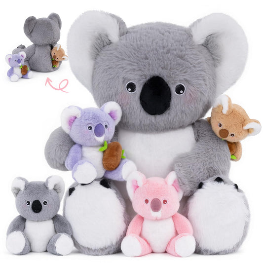 OUOZZZ Koala stuffed animal with babies inside offering cozy, imaginative cuddles for kids