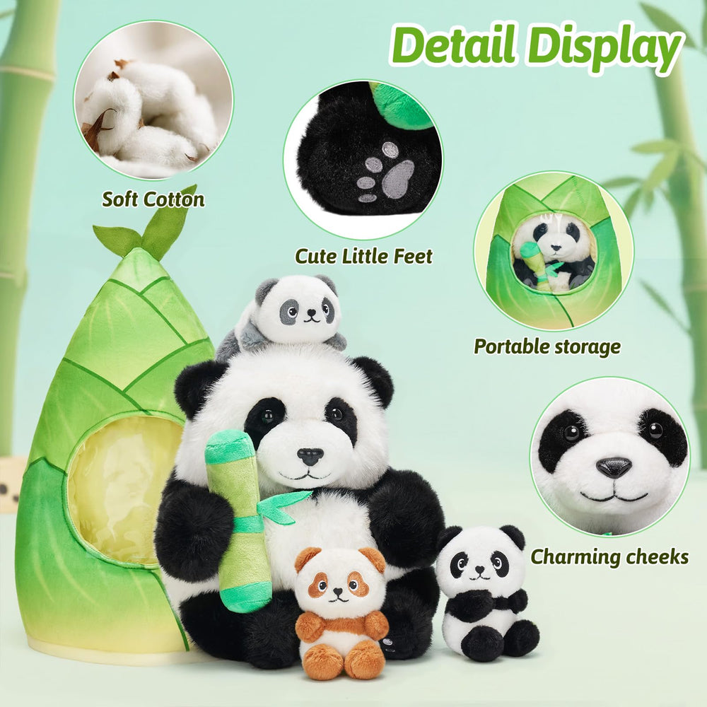 OUOZZZ panda mommy showing baby poses inside for imaginative play