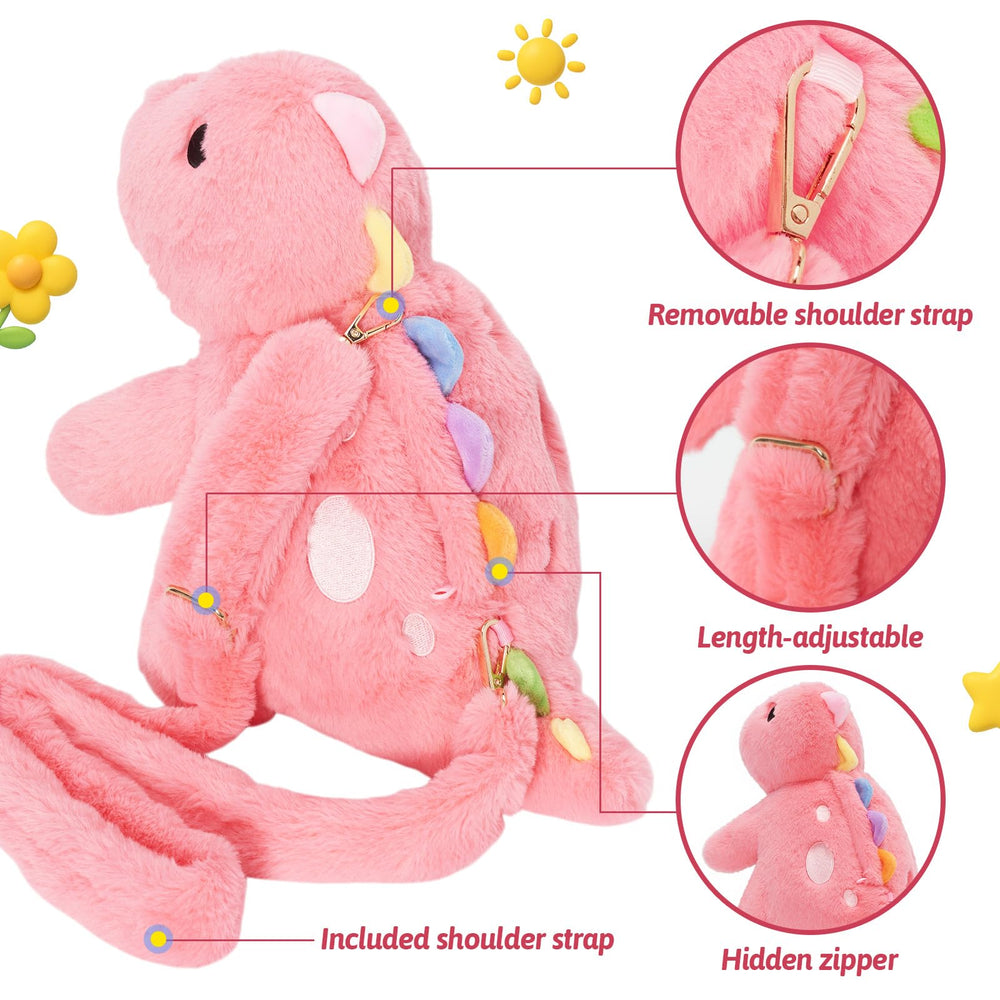 OUOZZZ pink T-rex plush cuddly soft for toddler comfort