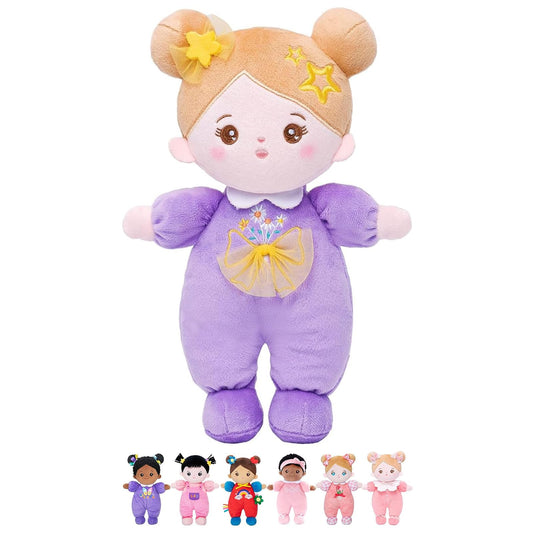 OUOZZZ Soft Baby Doll 10-inch Daisy Purple, cuddly comfort for playtime and naps.
