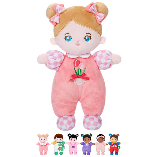 OUOZZZ soft baby doll 10-inch tulip pink ready for hugs and gentle playtime