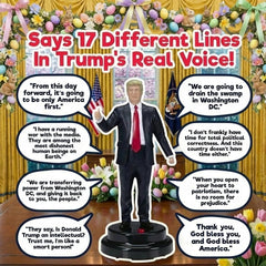 Our Friendly Forest Donald Trump Talking Figure delivers crystal-clear audio for desk humor.
