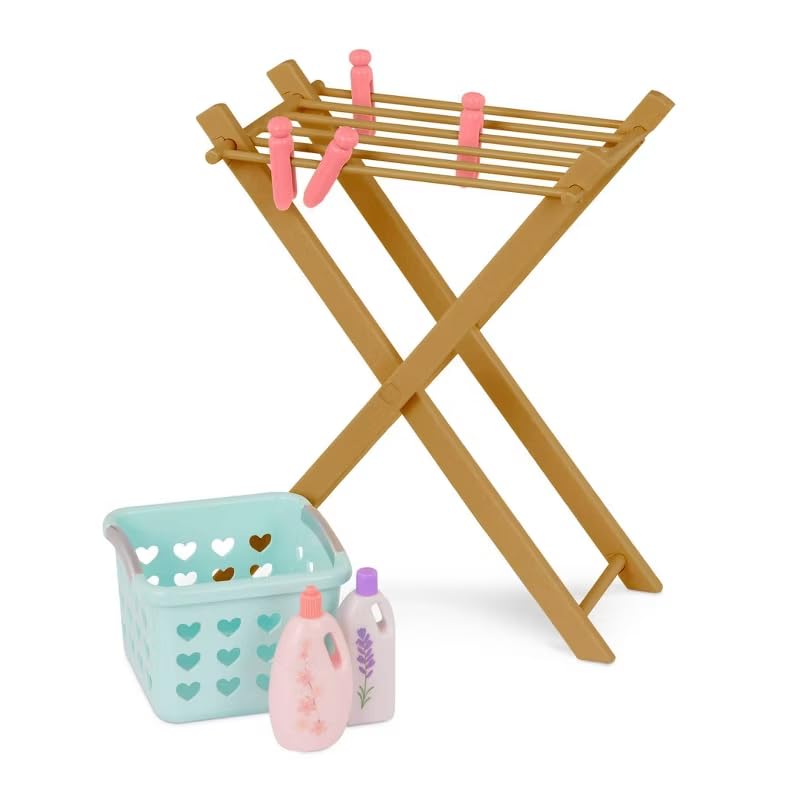 Our Generation drying rack lets clothes air dry after washing.