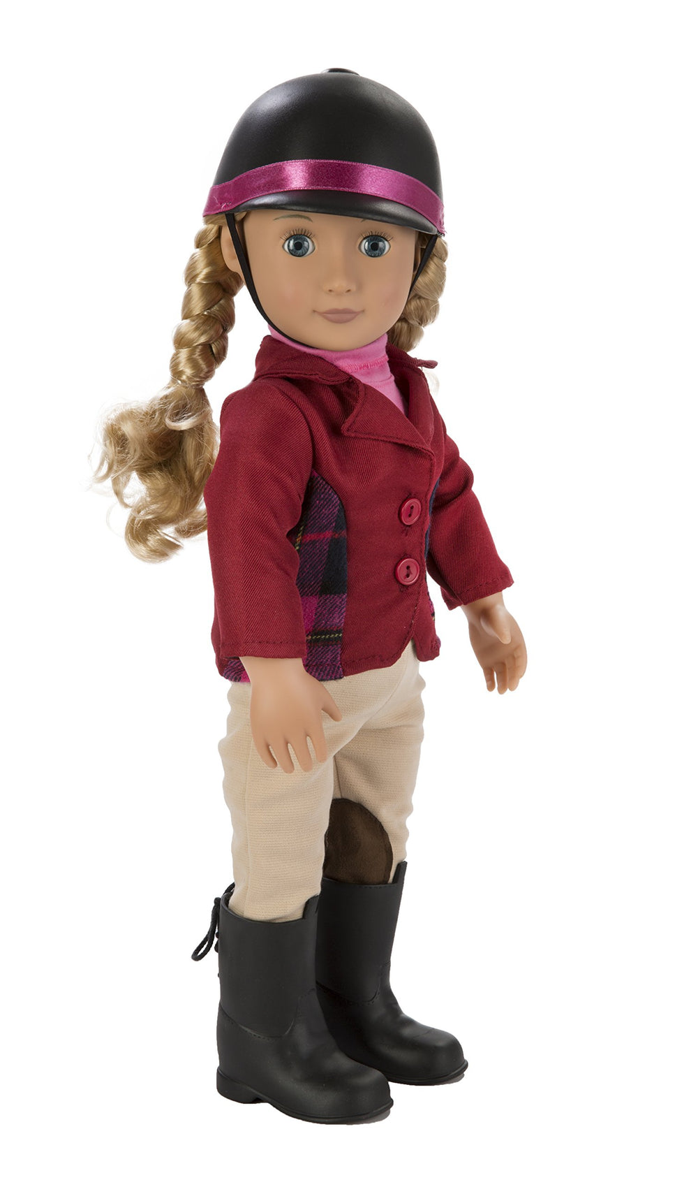 Lily Anna in riding gear with helmet, poseable for dynamic pretend riding