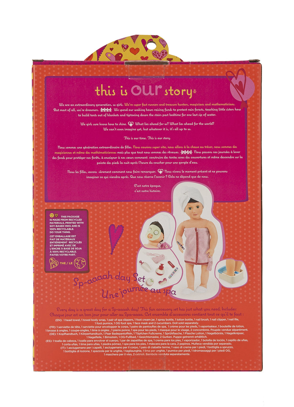 Our Generation Spa Day Set head towel completes spa look for dolls.