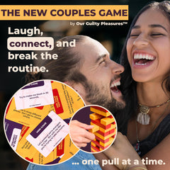 Our Guilty Pleasures pull-out game blocks close-up highlighting smooth wood and sturdy design.