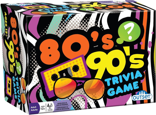 Outset Media 80s 90s Trivia cards deck for instant game-night entertainment.