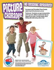 Outset Media Picture Charades box emphasizes Made in Canada quality for families.