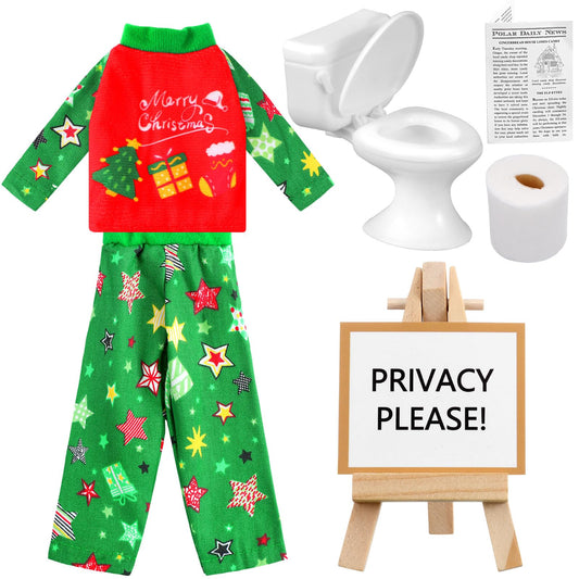 Outus Christmas doll pajamas set on a festive doll for cozy play