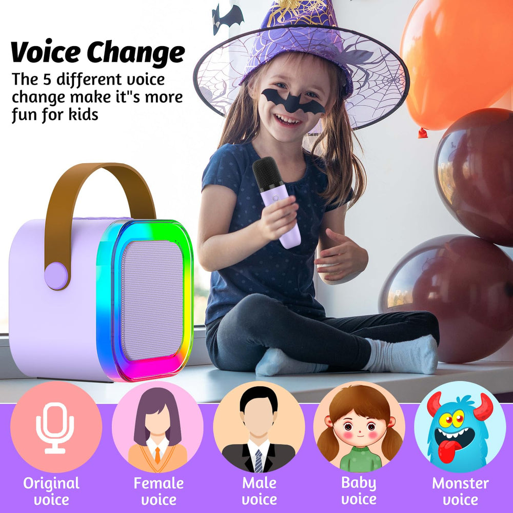 OUTUVAS device with dimmed lights showing mood lighting for singing fun