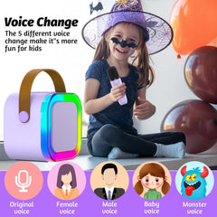 OUTUVAS device with dimmed lights showing mood lighting for singing fun